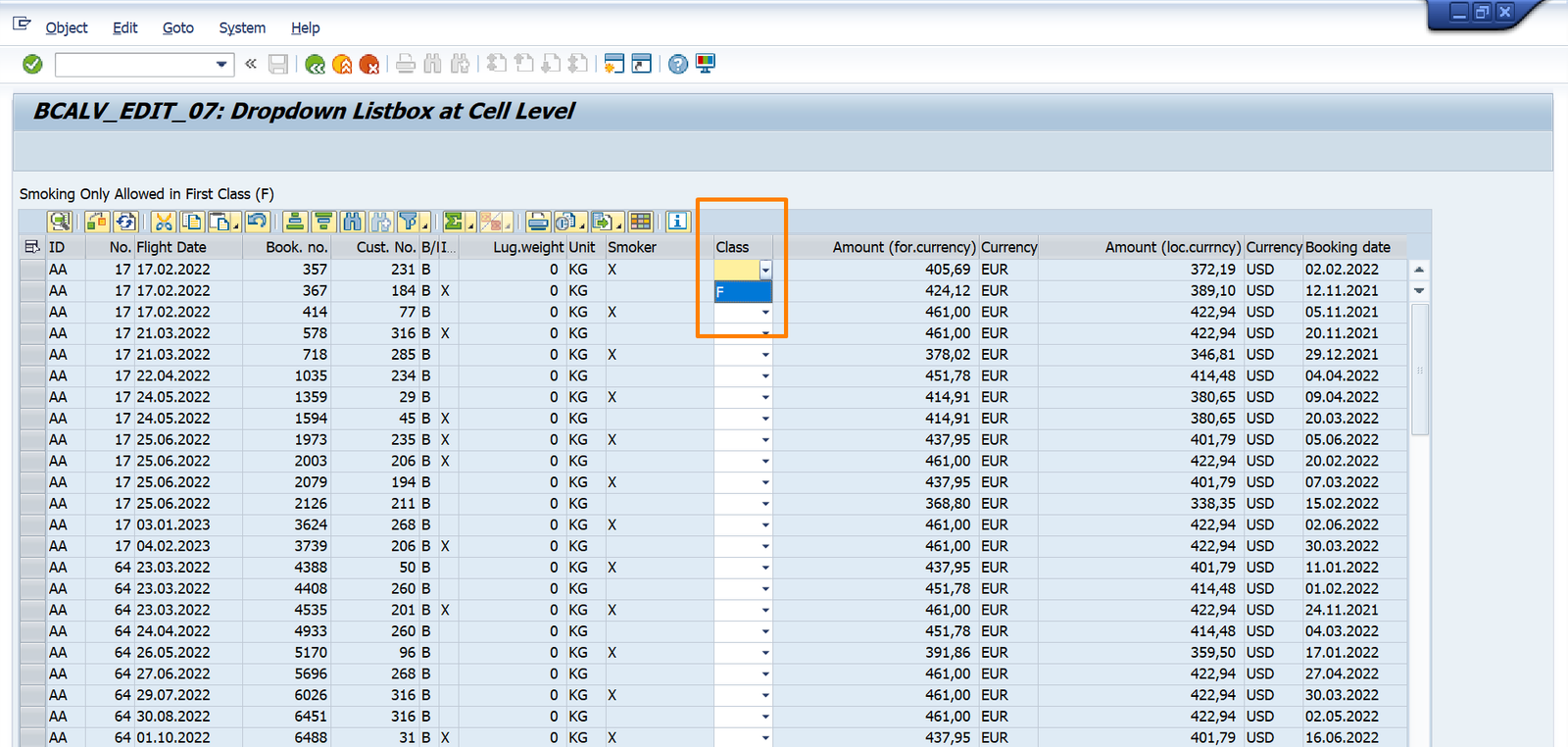 Cómo añadir un dropdown en una columna de un ALV Grid en SAP ABAP